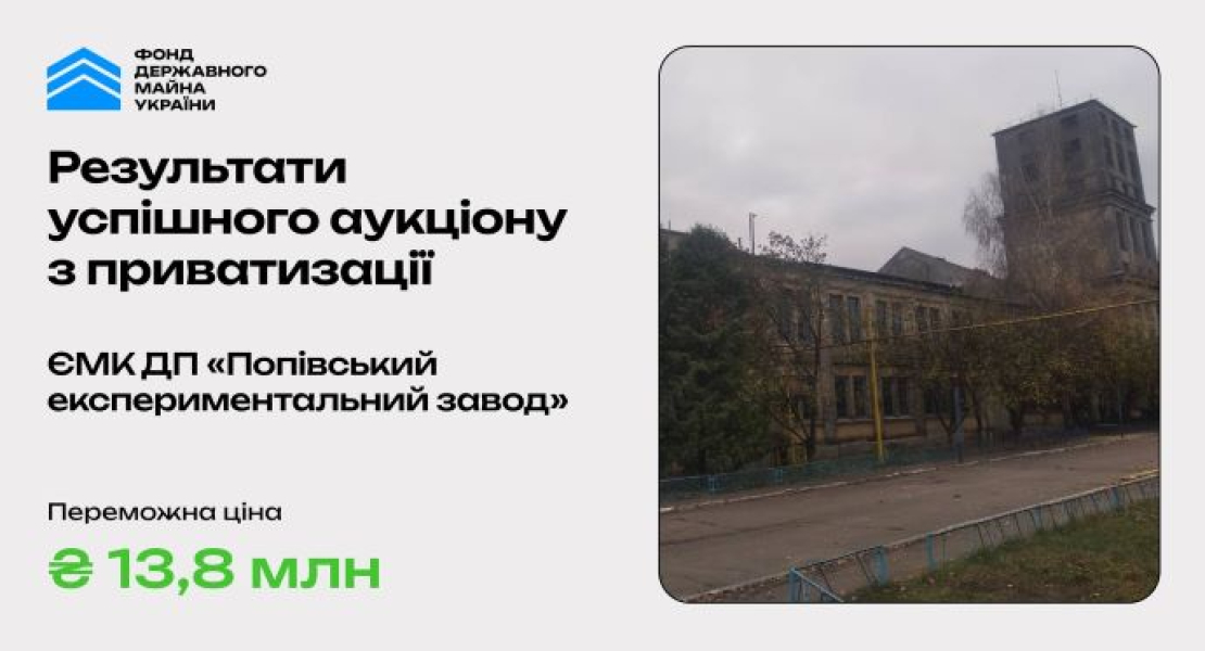Фонд госимущества нашел покупателя на экспериментальный завод на Сумщине